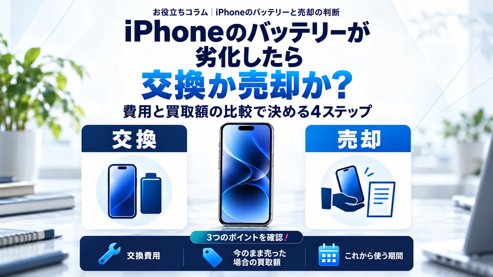 iPhoneのバッテリーが劣化したら交換か売却か？費用と買取額を比べて決める4ステップ