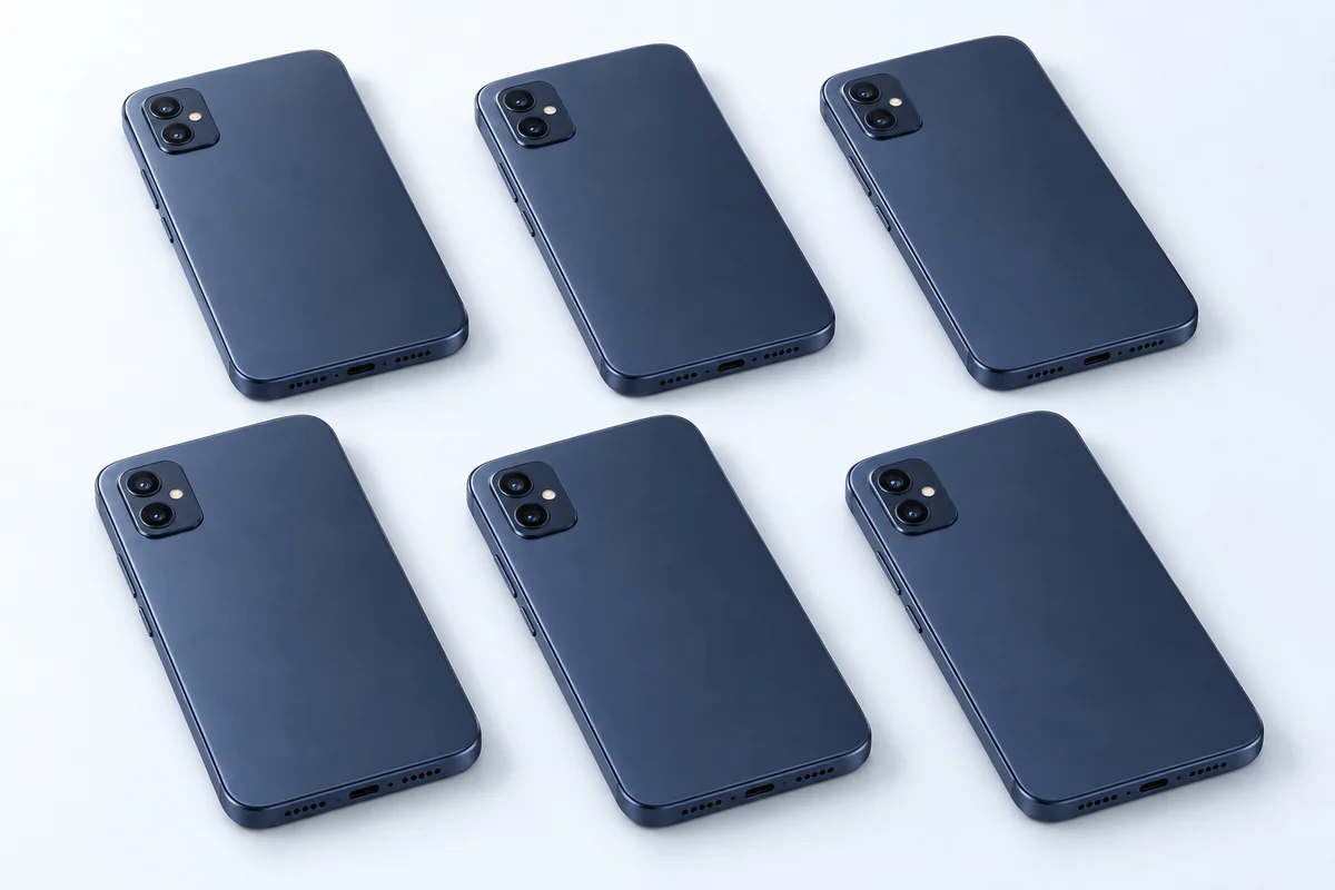 法人の一括相談をイメージした複数台のスマートフォン
