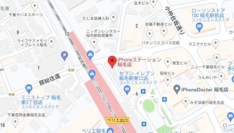 iPhoneDoctor稲毛店の地図