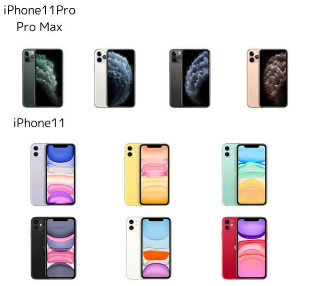 iPhone11のカラーを比較