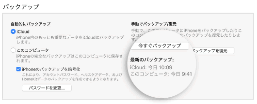 iTunesを利用したバックアップ方法