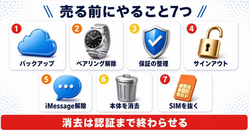 iPhoneを売る前にやること7つの早見表