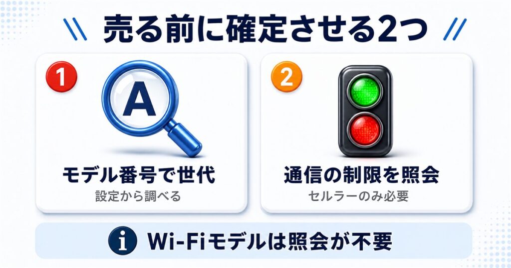 iPadの世代・モデル番号とネットワーク利用制限の調べ方