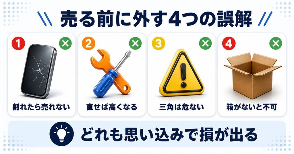 画面割れスマホを売る前に外したい4つの思い込み