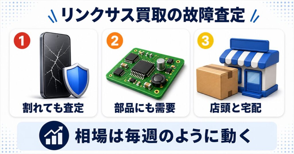 画面割れ・故障スマホの買取査定ならリンクサス買取
