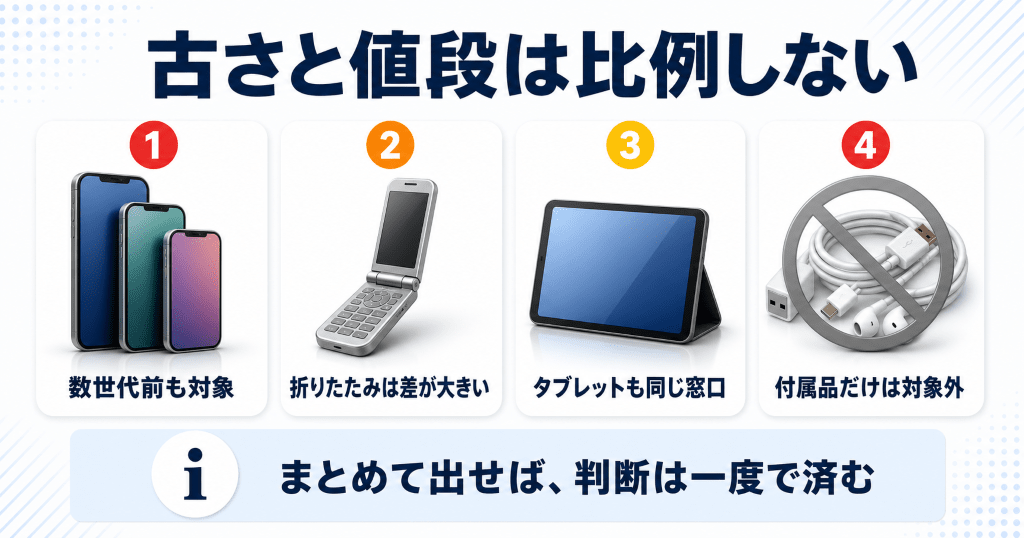 古いスマホとガラケーが買取で受け付けられる線引き