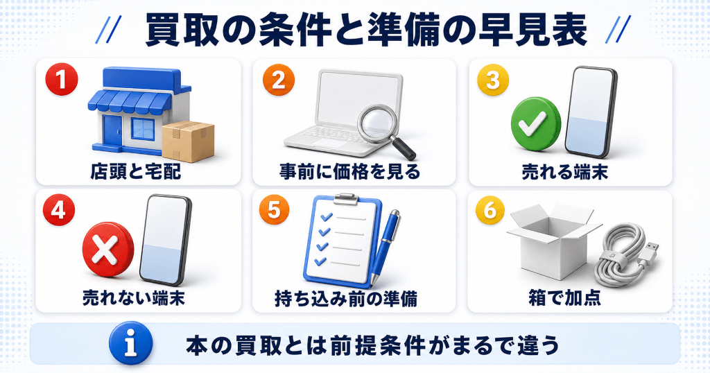 ブックオフのiPhone買取の早見表