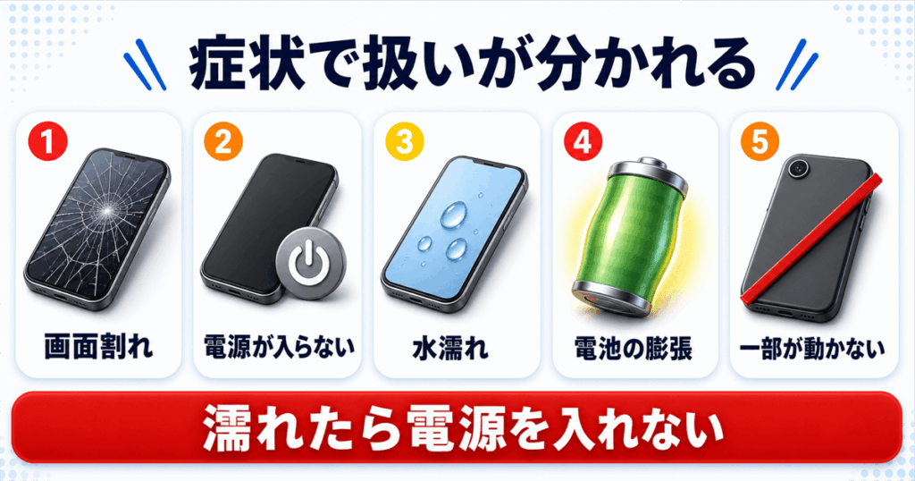 症状別・壊れたiPhoneの査定早見表