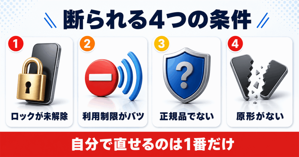 壊れたiPhoneの買取を断られる4つの条件