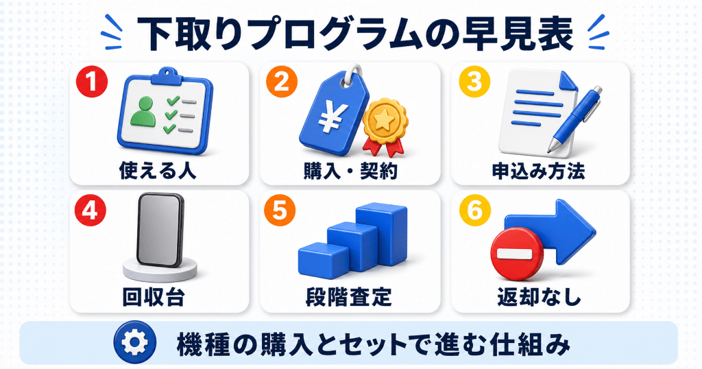 ドコモ下取りプログラムの早見表
