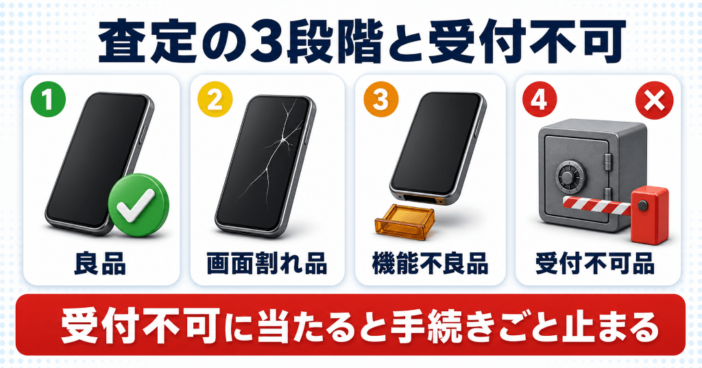 ドコモ下取りの査定の3段階と受付不可になる条件