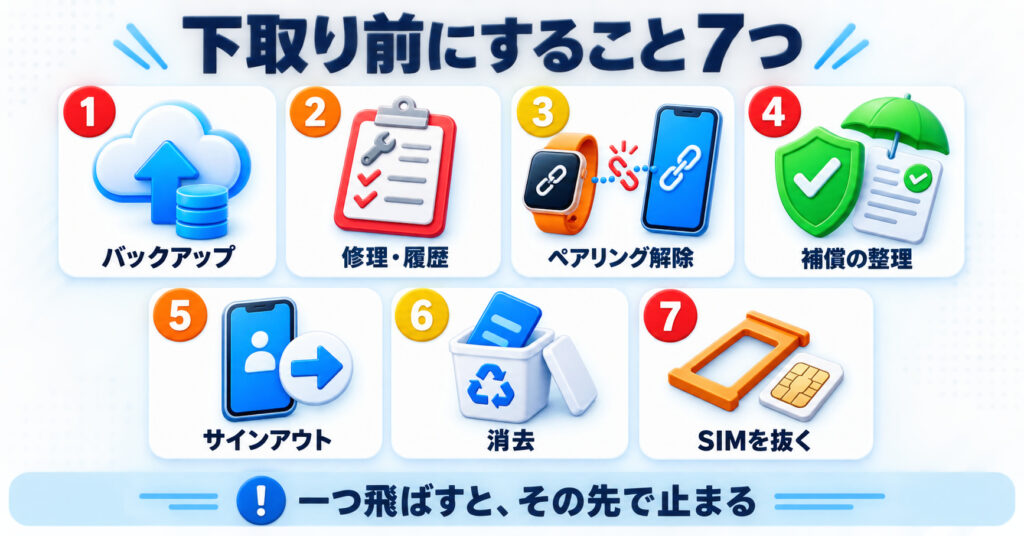 iPhone下取り前にすること7つの早見表