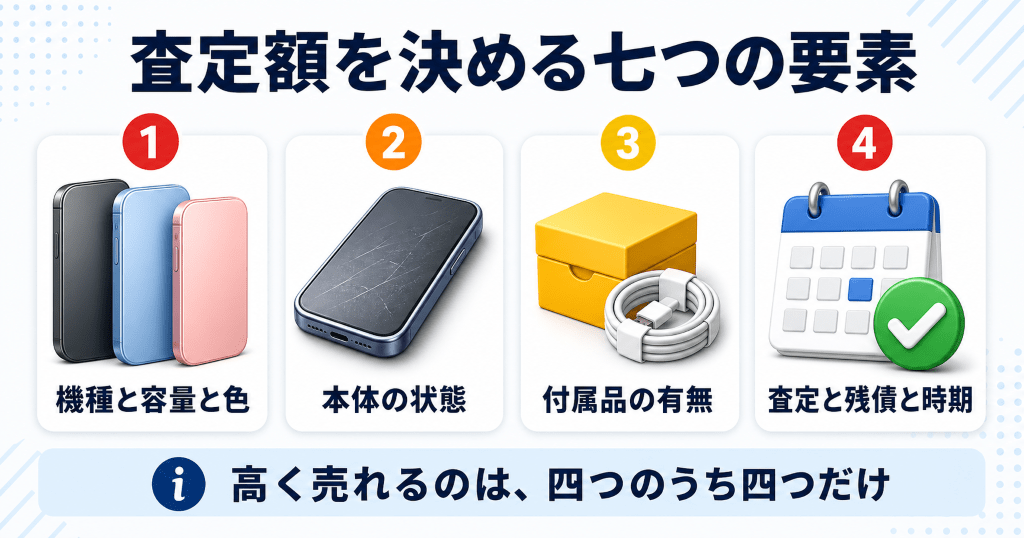 iPhoneの査定額を決める7つの要素の早見表