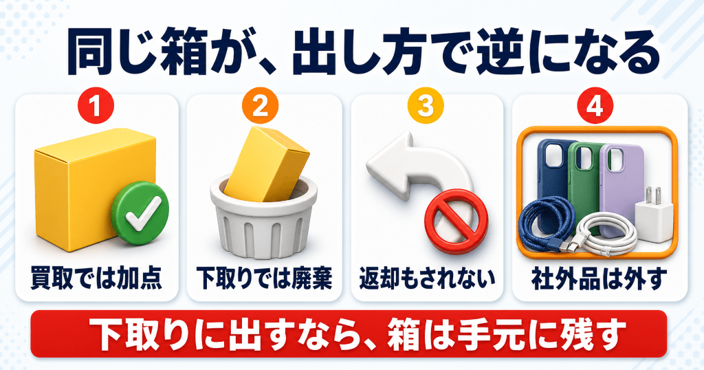 iPhoneの付属品が買取と下取りで扱いが逆になること