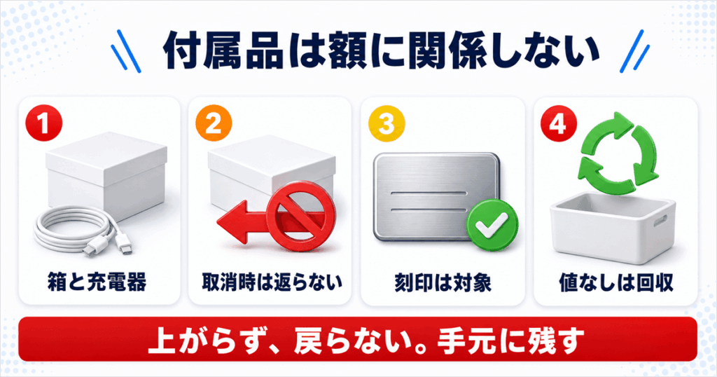 Apple下取りの付属品と対象デバイスの扱い