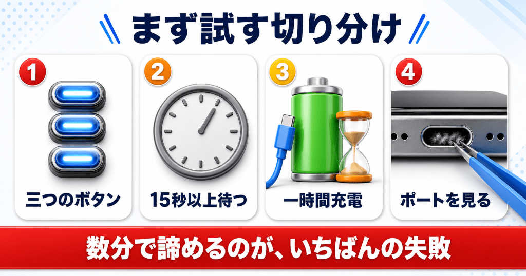 電源がつかないiPhoneを売ると決める前に試す切り分け