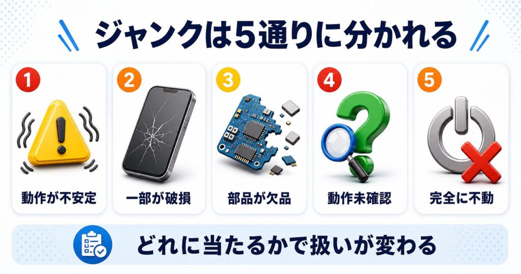ジャンク品とは?5つのパターン早見表