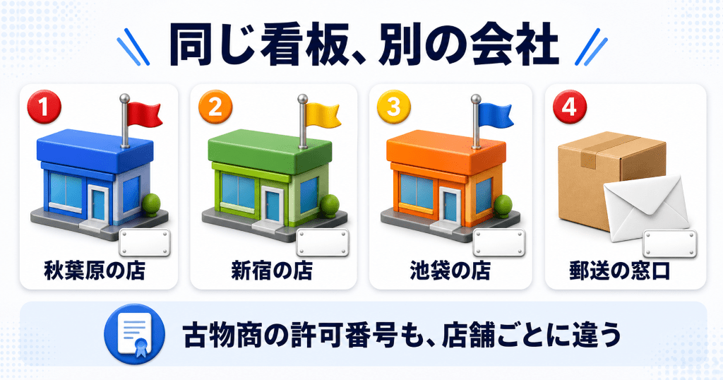 モバミの3店舗は運営会社が別々