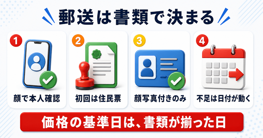 モバステの郵送買取の書類と送料の条件