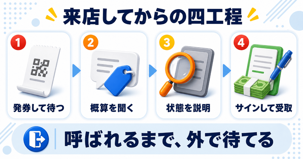 モバステ買取の店頭の流れと当日の持ち物
