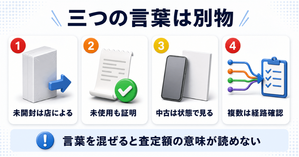 新品iPhone買取における新品・未使用・未開封の早見表