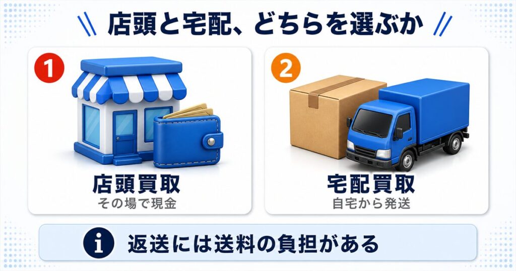 店頭買取と宅配買取の流れ