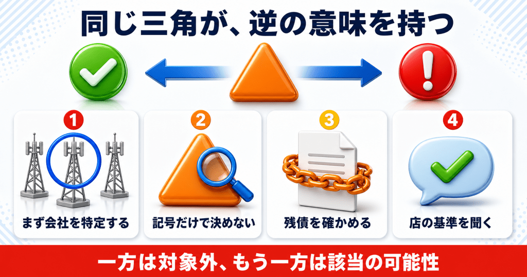 ネットワーク利用制限の△表示がキャリアによって意味が違うこと