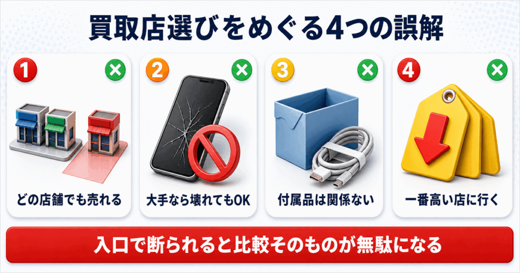 スマホ買取店選びをめぐる4つの誤解