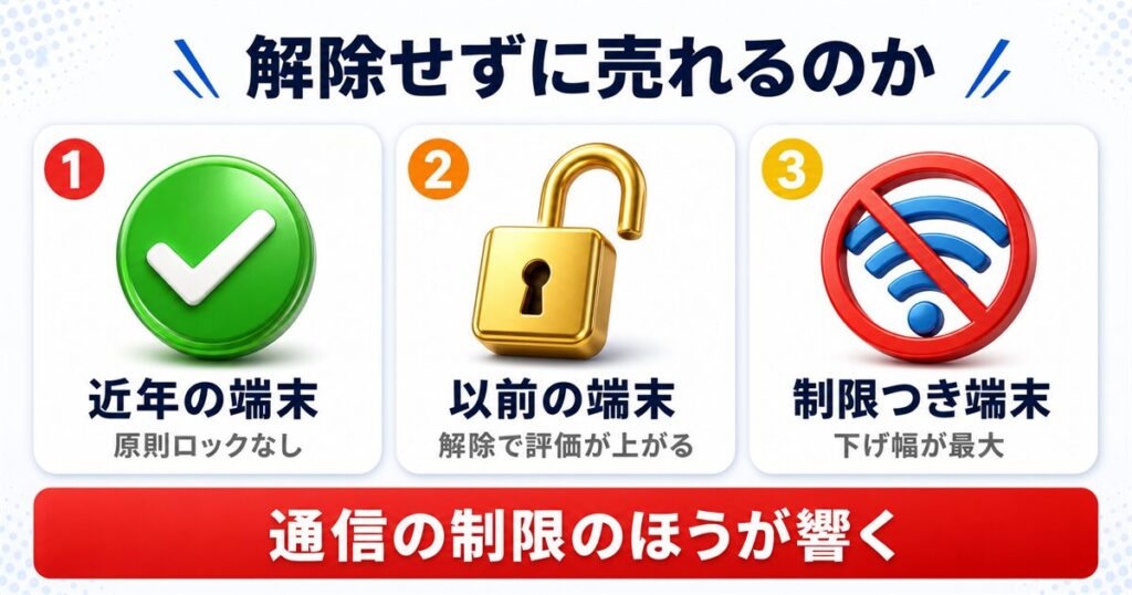 SIMロックを解除せずに売れるかの早見表