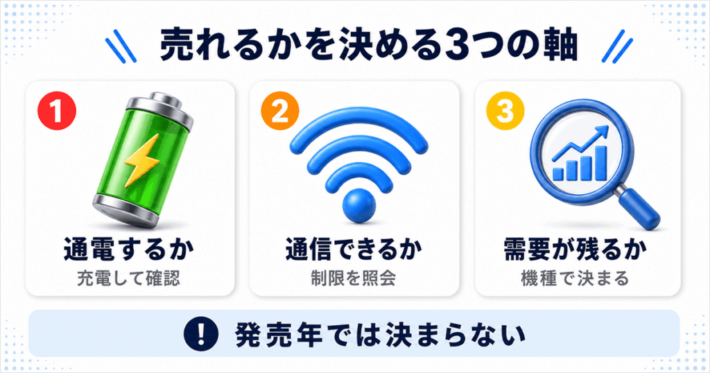古いスマホが売れるかどうかの早見表