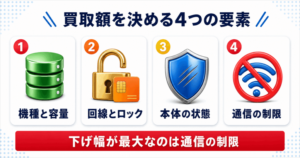 古いスマホの買取額を決める4つの要素
