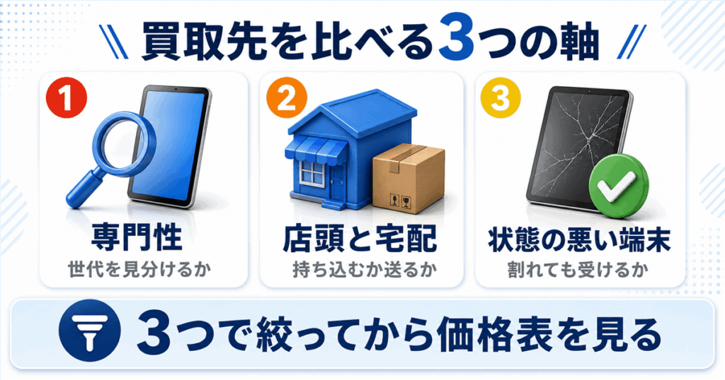 ゲオ・ブックオフ・ヤマダデンキなど主なiPad買取先の比較