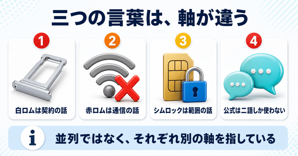 白ロム・赤ロム・SIMロックの違いを整理した早見表
