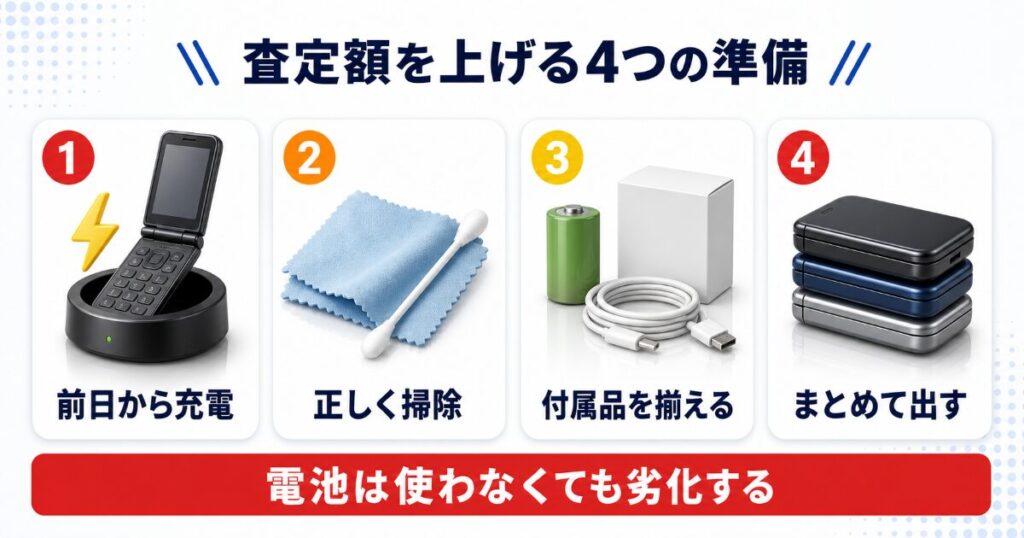 ガラケーの査定額を上げる4つの準備