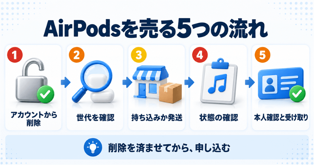 AirPodsを店頭買取と郵送買取で売るときの流れ