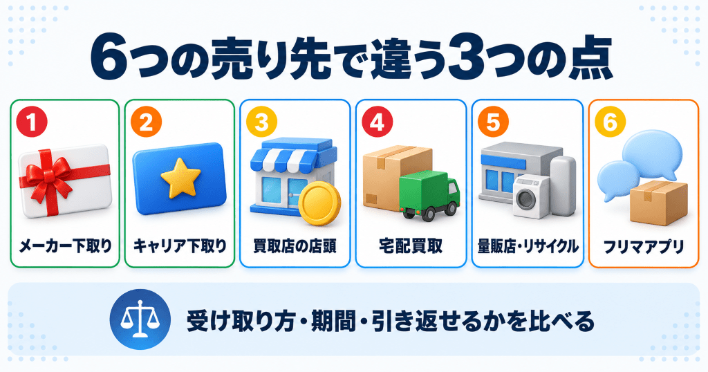 iPhoneの売り先6種類で違う受け取り方と期間