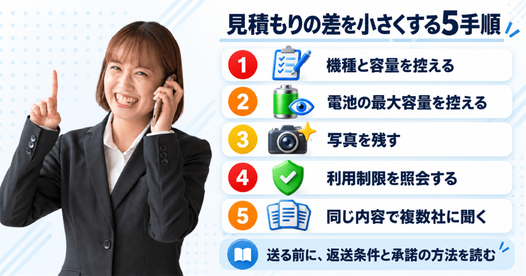 電話で買取の見積もりを確かめるイメージ