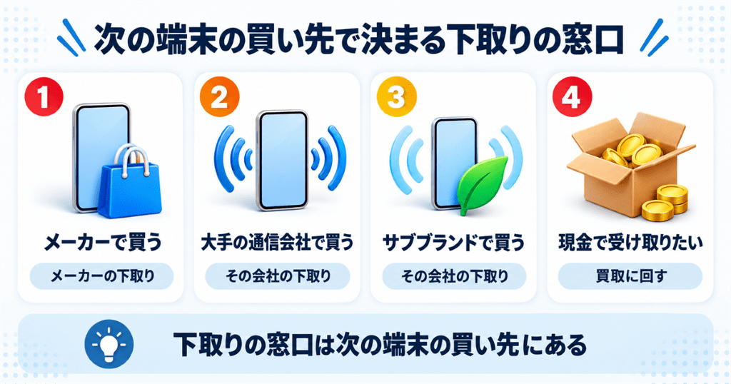 次の端末をどこで買うかで決まるiPhoneの下取り窓口の早見表