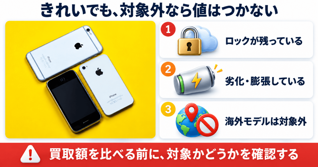 黄色い背景に並べられた3台の旧型iPhone