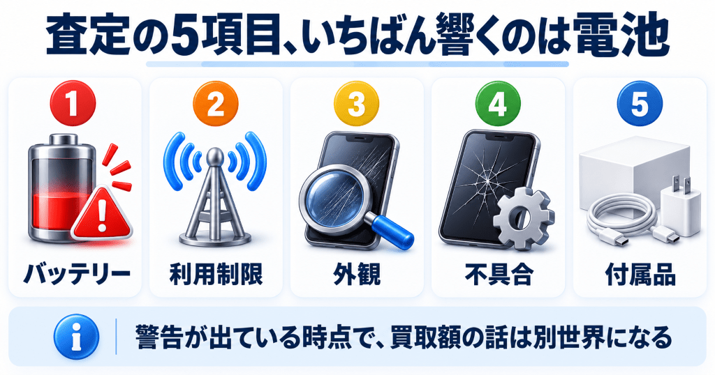 ラクウルのiPhone査定で見られる5つの項目