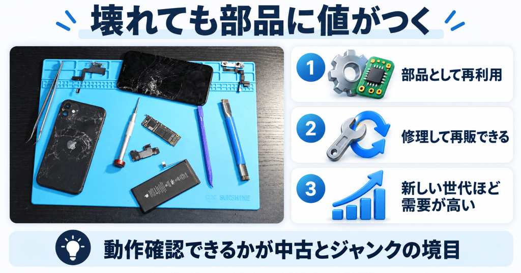 壊れたiPhoneがジャンク扱いになる境目と値がつく理由