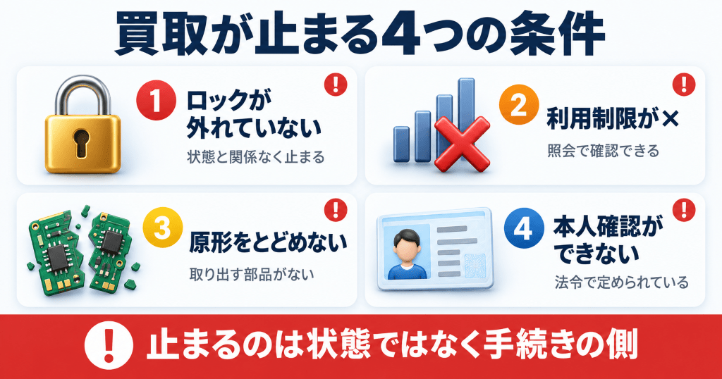 壊れたiPhoneの買取が断られる4つの条件