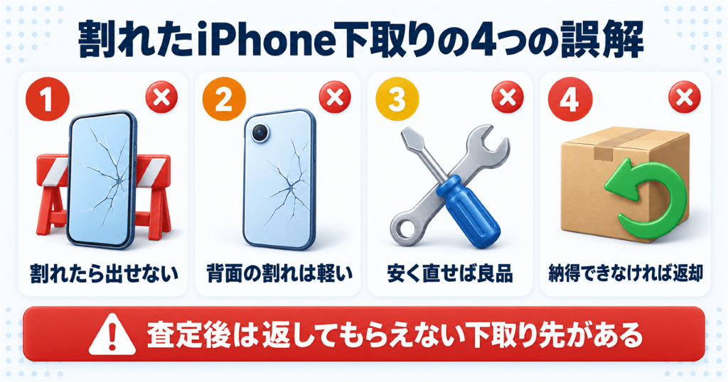 割れたiPhoneを下取りに出すときによくある4つの誤解