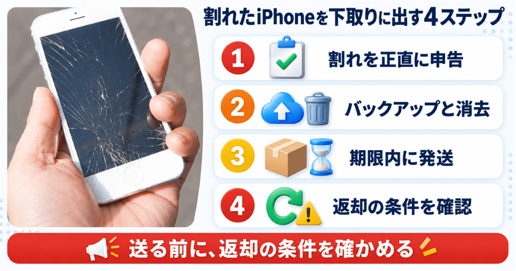 画面が割れたiPhoneを下取りに出すまでの流れ
