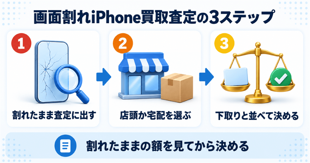 リンクサス買取で画面割れiPhoneの査定を申し込む流れ
