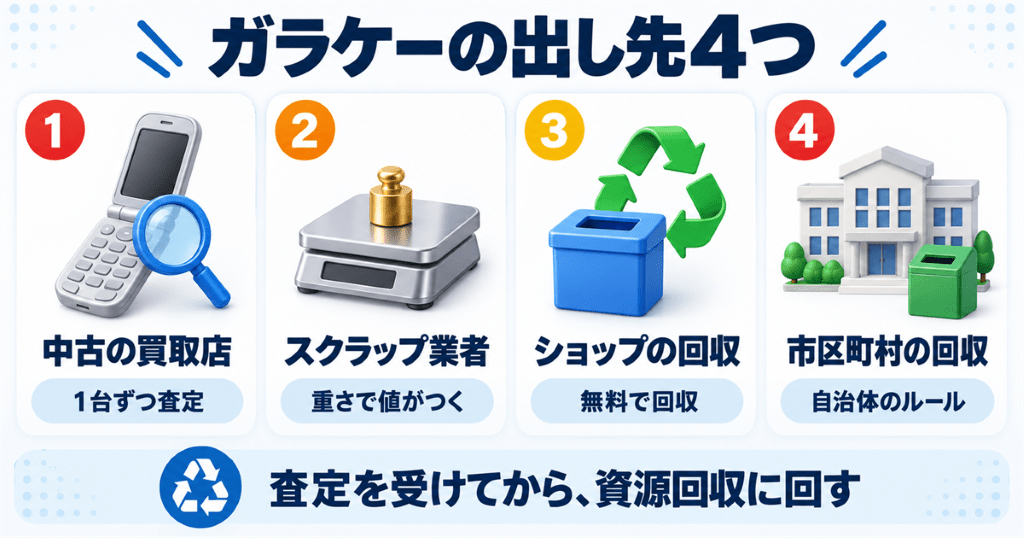 ガラケーの出し先4つと値のつき方の早見表