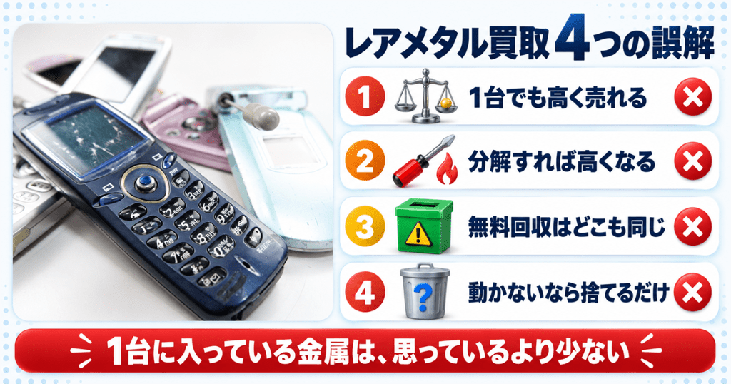 使われなくなった古いガラケーと、レアメタル買取をめぐる4つの誤解