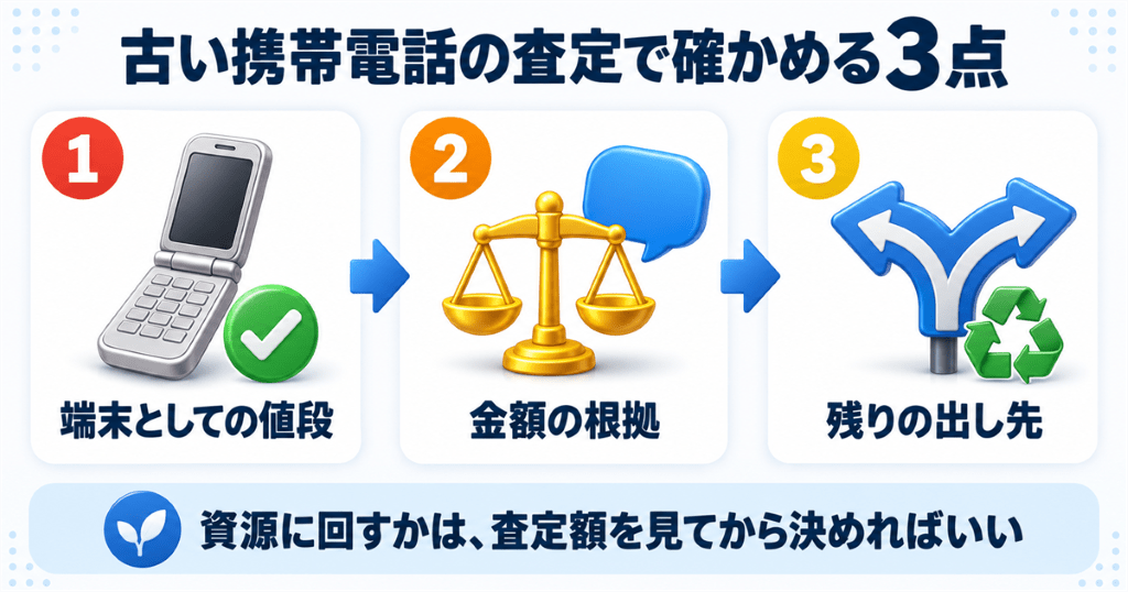 リンクサス買取で古いガラケーの査定を申し込むイメージ