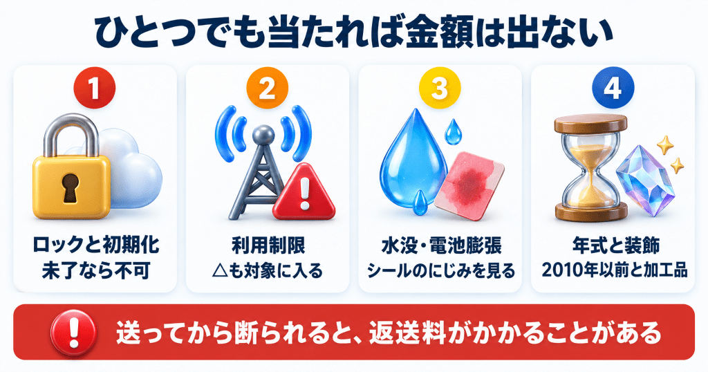 ハードオフで値段がつかないiPhoneの11条件を整理した図