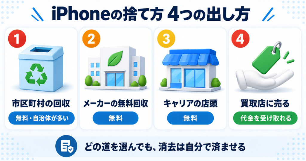 iPhoneの捨て方を出し先ごとに整理した早見表